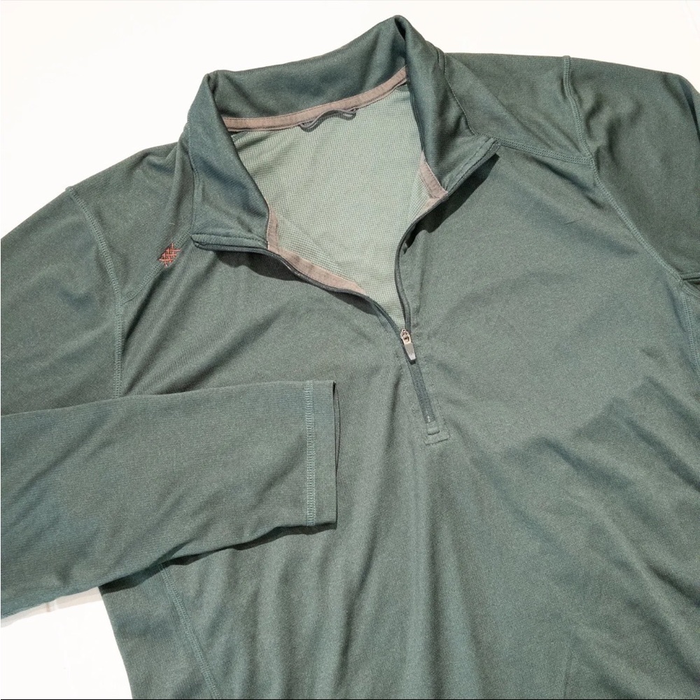 Rhone 1/4 Zip Mens Medium Mock Neck Pullover Polartec Green Thumb Holes Pockets